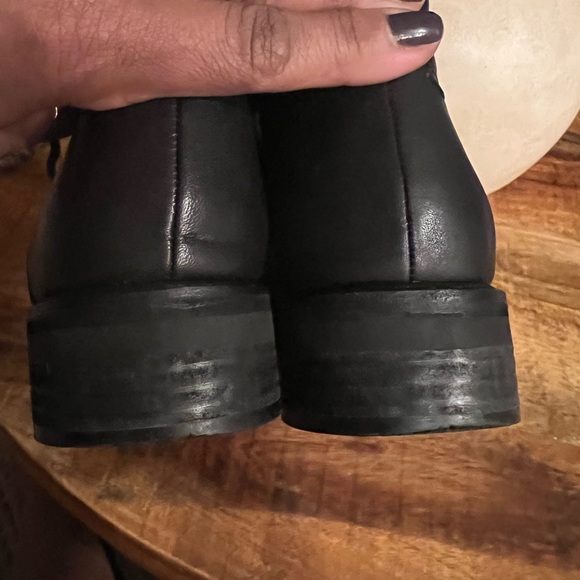 Eileen Fisher Black Leather Combat Boots - Picture 6 of 12